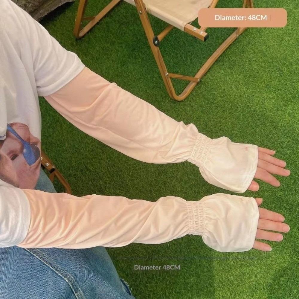 

Gradient Color Ice Silk Arm Sleeves Loose Fit Breathable Sun Protection Arm Sleeves Elastic Long Sleeve Fingerless Arm Sleeves