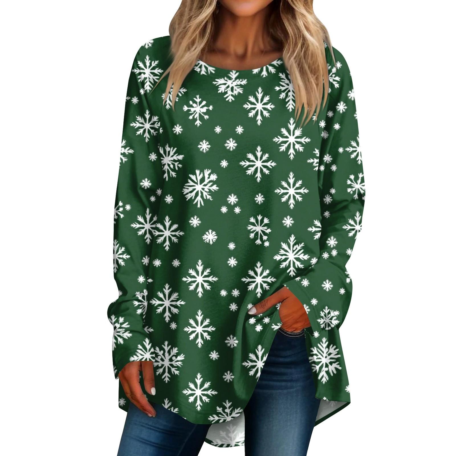 Женская повседневная футболка больших размеров с длинными рукавами и круглым принтом — фото 3