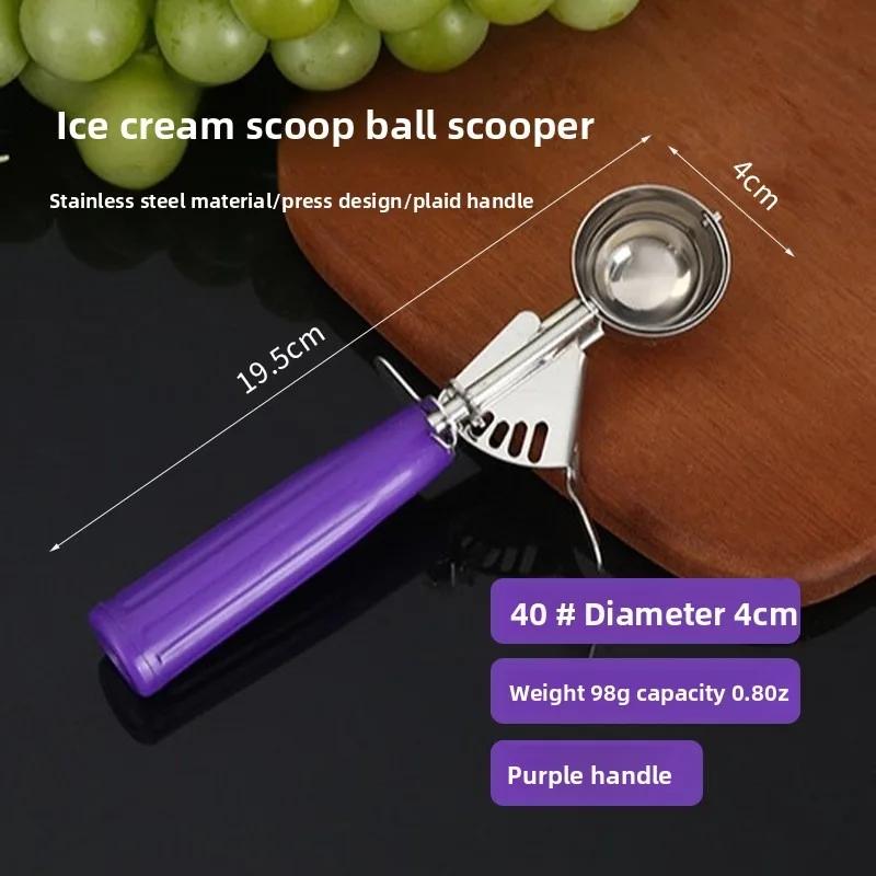 Stainless Steel Fruit Ice Cream Scoop Spoon Practical with Plastic Handle Kitchen Tool Hot Ice Cream Scoop Ice Cream Spoon