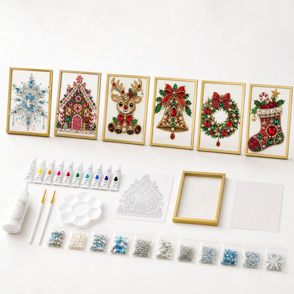 Schmuckverzierte Weihnachtsbäume DIY-Set für Feiertage und Heimdekoration