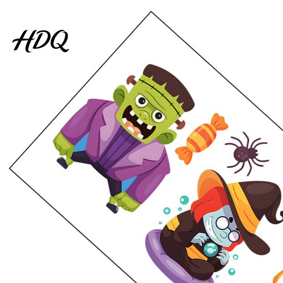 Reusable Static Cling Ornaments Halloween Window Clings Cartoon Ghost Pumpkin Witch Monsters Decals Waterproof Seasonal Glass Surface Adhesives