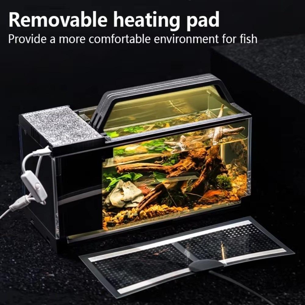 Heating Pad Integrated Fish Tank Built-In Light Desktop Fish Tank Office Decor