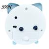 Silent Movement Desk Clock Cat Ear Alarm for Kids, Non-Ticking Metal Analog Small Clock, Battery Powered Home Office Decor Easy To Read