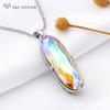 Vintage Elegant Large Oval Crystal Pendant Rose Gold Color Necklace For Women Girls Wedding Luxury Jewelry Gift
