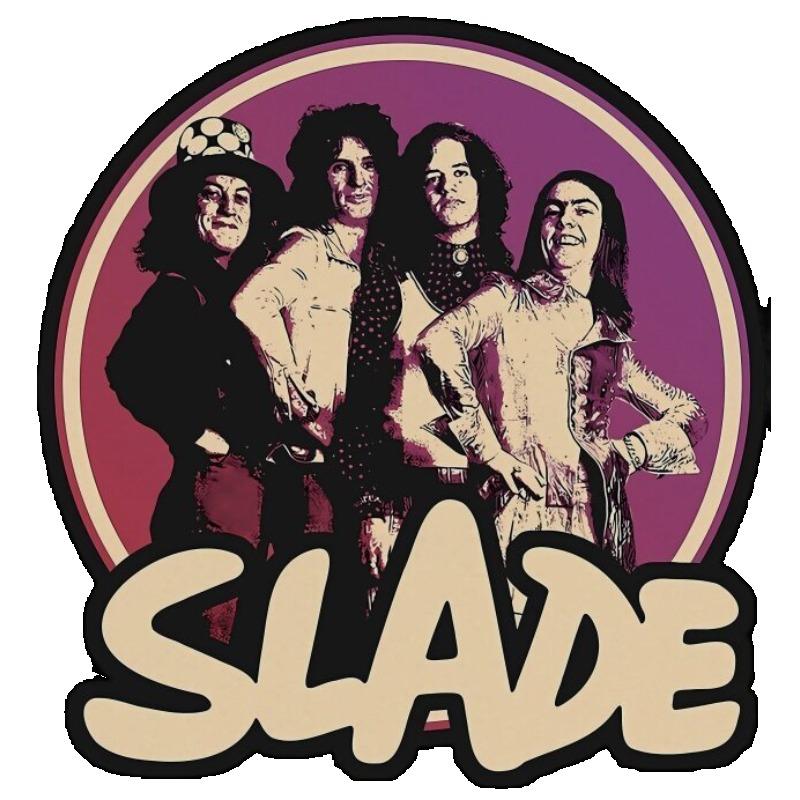 Black T Shirt With Slade Band Print And Circular Design For Casual Wear