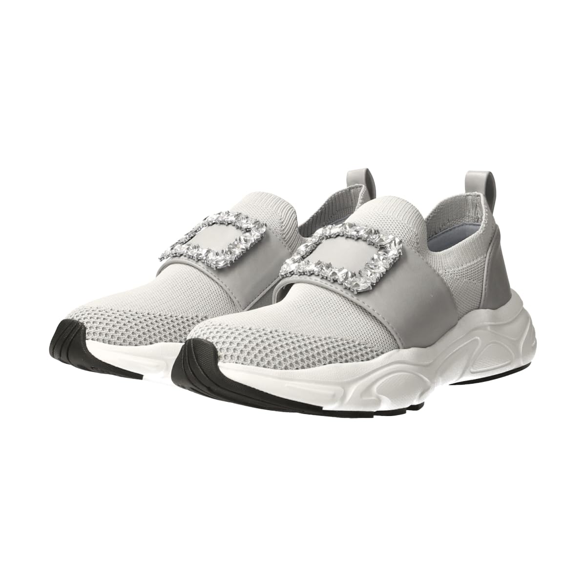 

Bridget Birkin Women s Jewel Buckle Knit Sneakers, Gray, Small, 545013