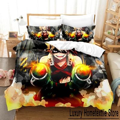 Juego de Cama My Hero Academia Anime Japonés Cómoda Funda Nórdica Individual Doble Queen Twin Tamaño Completo Funda Nórdica Ropa de Cama para Adolescentes