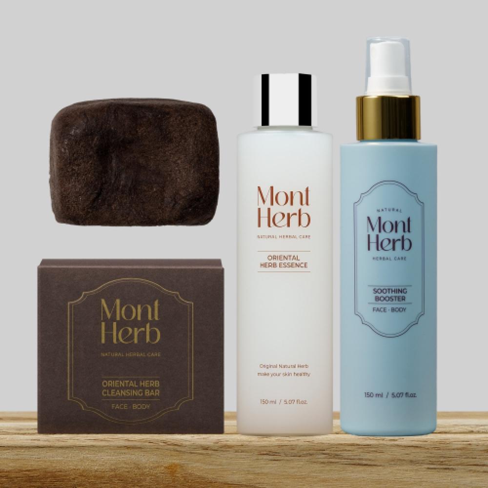 Montherb Red And Hot Skin Foundation Recommended Set  3 Types  Essence Pack 145 G+ Essence 150 Ml + Ato Soothing Booster 150 Ml NONE