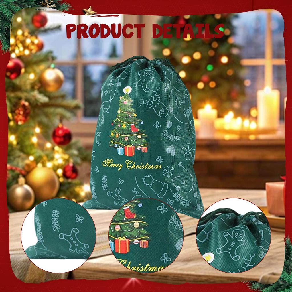 Christmas Drawstring Gift Bag Closure, Versatile Wrapping Pouch, Xmas Treats for