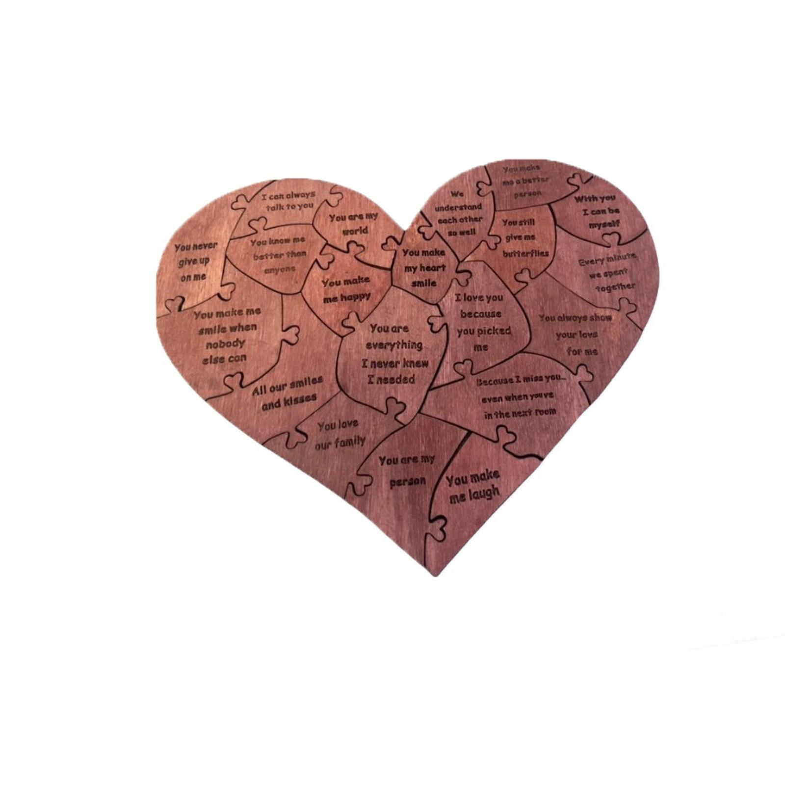 

Пазл «Деревянное сердце», пазл «20 причин, почему я тебя люблю», уникальные подарки на День святого Валентина для парня, девушки, жены и мужа One Size