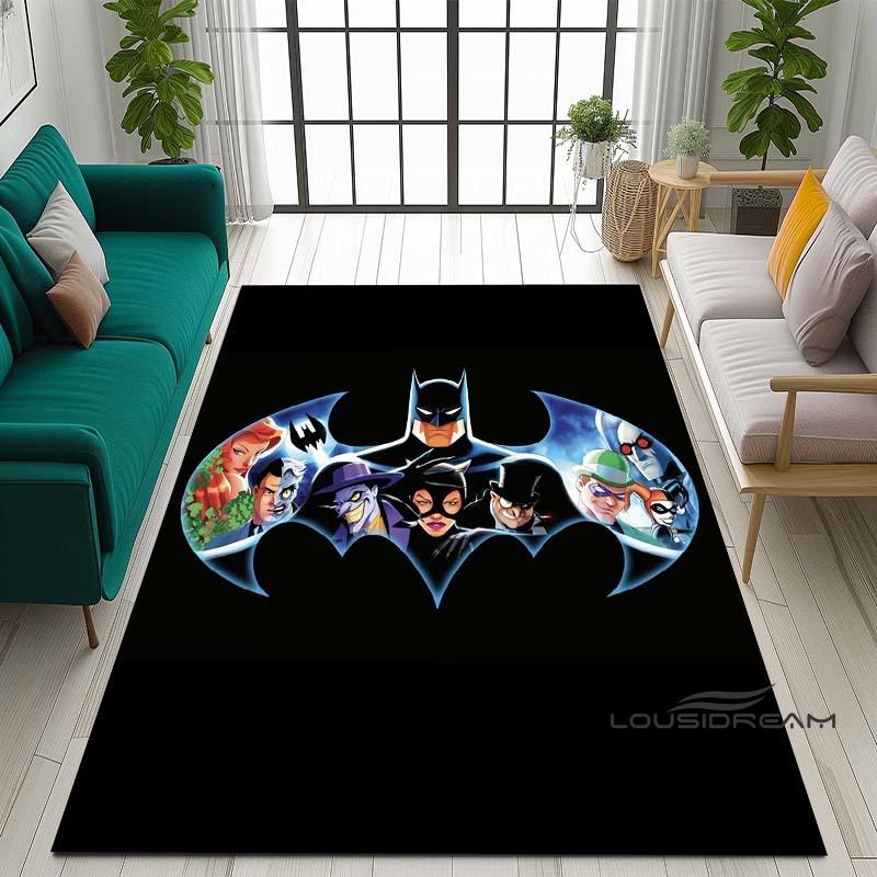 Cartoon Classic: Batman Area Rug — Batman Logo Accent Rug for Living Rooms & Kids' Bedrooms — Comfortable, Non-Slip, and Durable