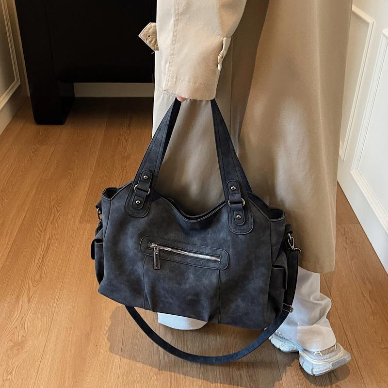 2025 Women's Retro Large-Capacity Frosted Tote, Shoulder, and Crossbody Bag