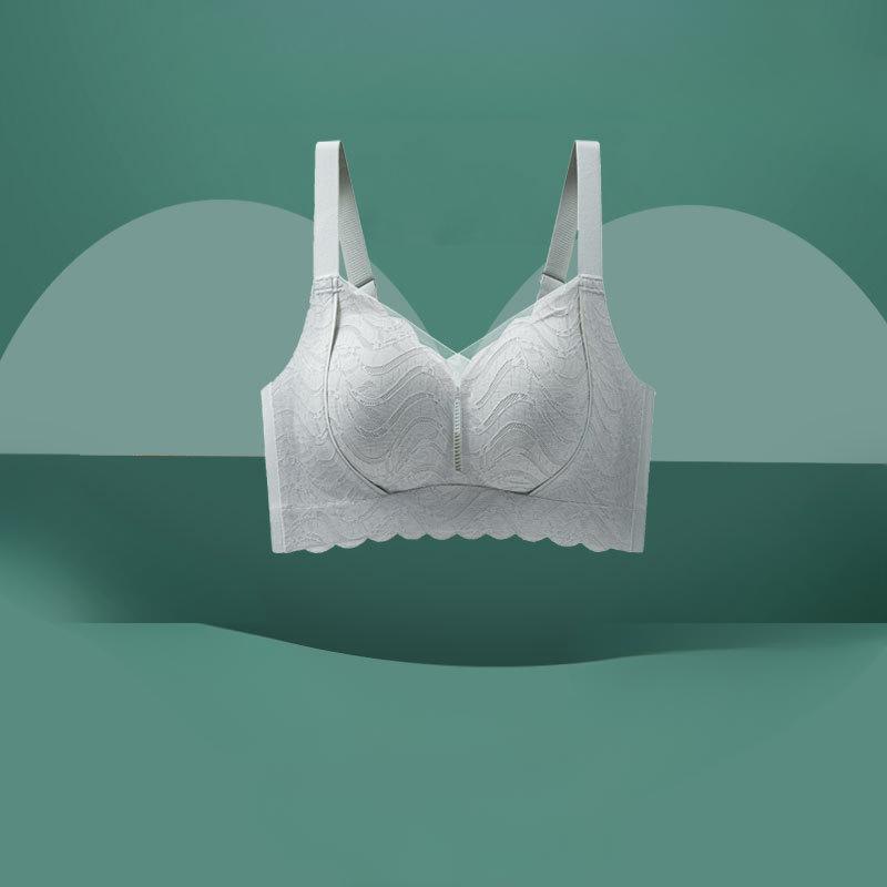 

Large Size Female Fixed Cup No Underwire Sports Gather Large Breasts Show Small Vest Bra M зелений