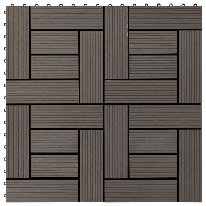 VidaXL 11x Carreau de Terrasse WPC 30x30 cm 1 m² Marron Foncé Dalle de Chemin 45028