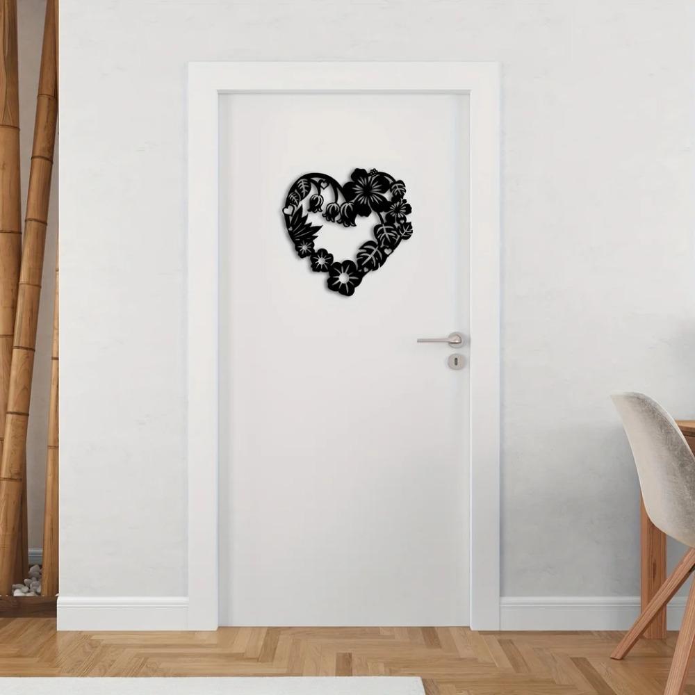 1 Stück Metall Herz Girlande Schild – Schwarz Moderne Wanddeko, Schöne Herz Girlande Metall Wandkunst, Stilvolles Schild für Elegantes Zuhause