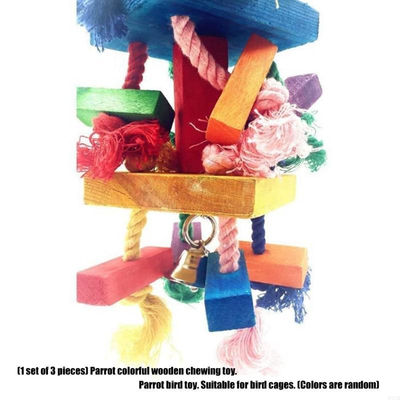 Colorful Natural Play Toy For Medium Large Birds Safe Chewing Bird Cage Hanging Activity Foraging Toy P9YB