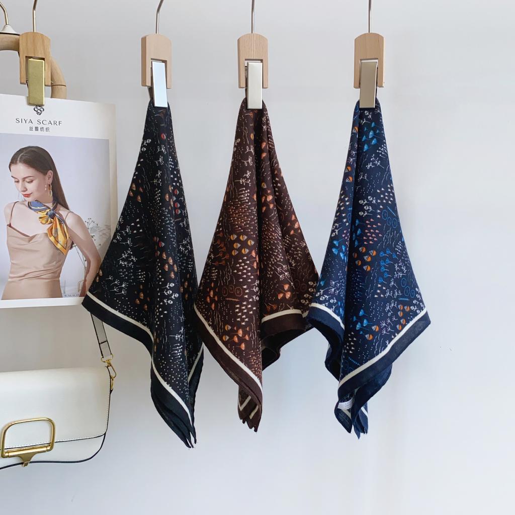 Japanese literary and artistic small fresh floral small square scarf female 1116 spring and summer new versatile decorative neck silk scarf small 