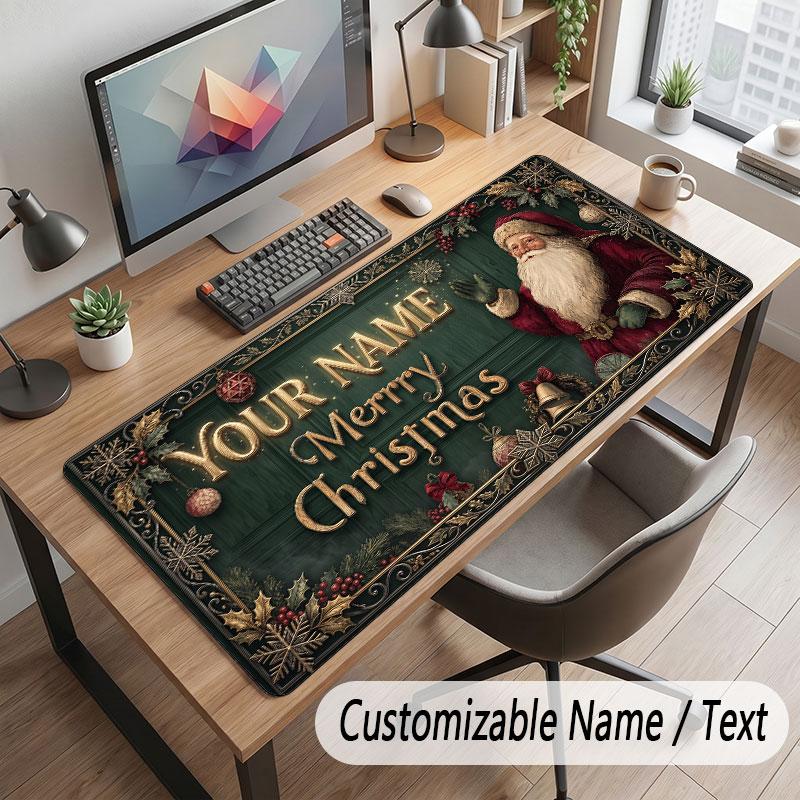 Christmas Winter Theme Customized Mouse Pad Personalized Print Name Text Desk Mat For Home Office Table Decor