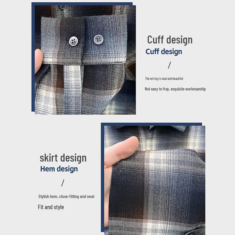 Romon Men's Retro Plaid Long Sleeve Shirt