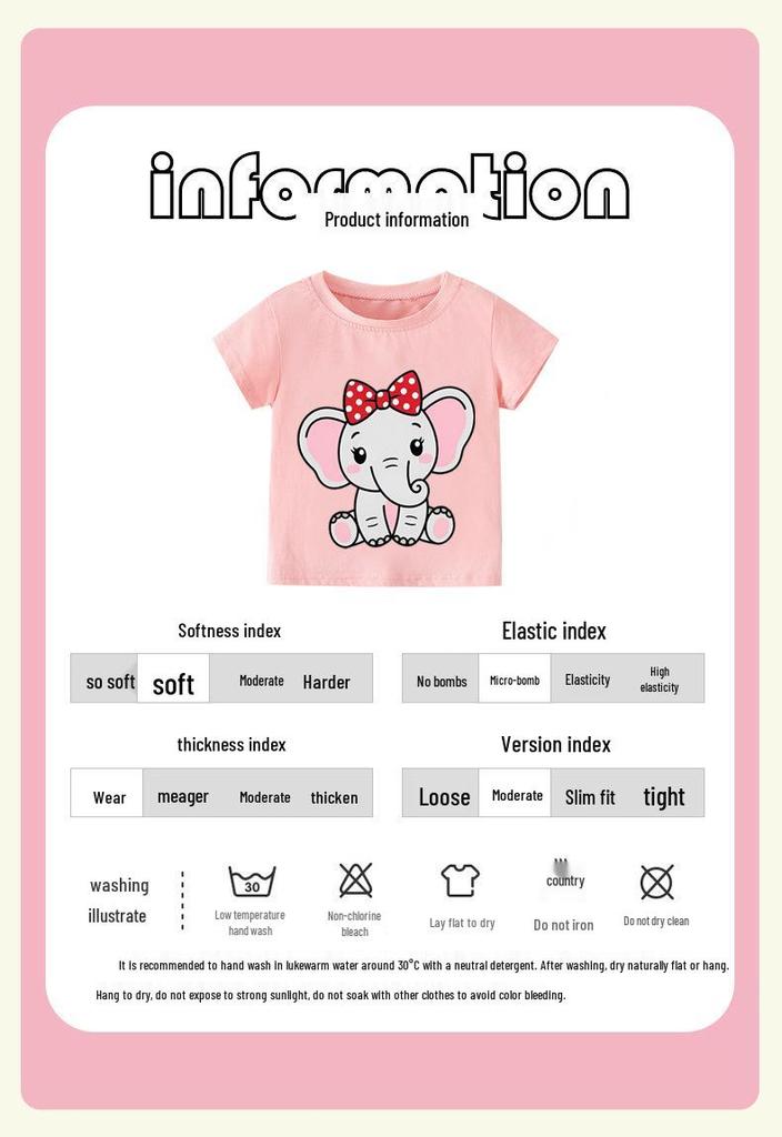 European Style Girls' Summer 2026 Cartoon T-Shirt: Round Neck, Short Sleeve for Kids