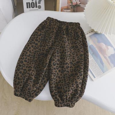 Trendy Leopard Print Velvet Pants for Kids - Warm and Stylish Winter Wear