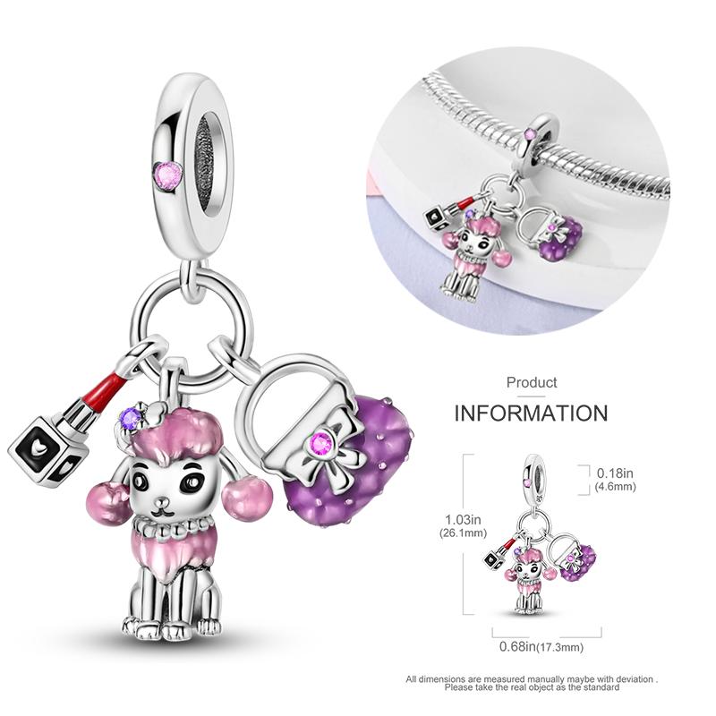 New Copper Bow Star Love Pink Series Charm Beads Suitable For 3Mm Original Bracelet Diy Fashion Jewelry Gift