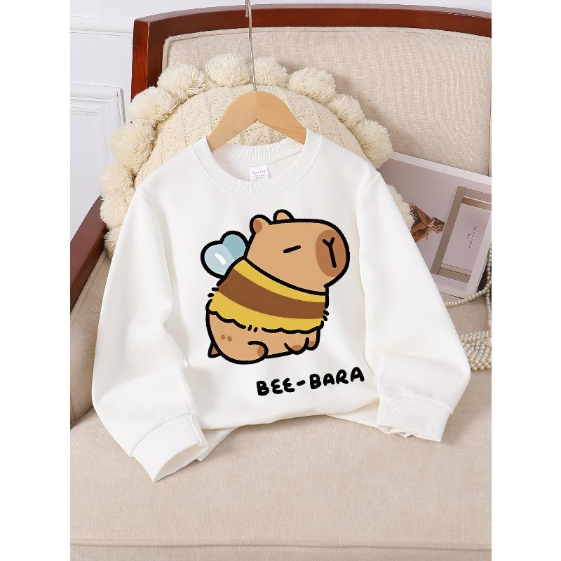 Kids Sweatshirt,Crew Neck Fashion Top, Fun"Cute Bee Pig Character " Patterned Sweatshirt, for Everyday Casual Wear, for All Kinds of Daily Outfits