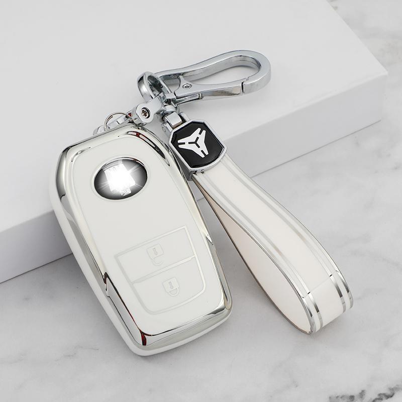 Silver Tpu Auto Key Fob Cover Case Fit For Toyota Yaris Prius Camry Corolla Avensis Verso Prado Reiz Crown Rav4 C-Hr Aygo Scion Tc Im