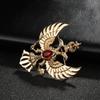 Retro Double-headed Eagle Russian National Emblem Brooches Antique Gold Color Crystal Badge Lapel Pin Women Men Clothes Suit Jewelry Clips