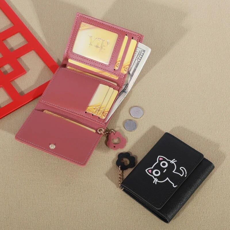 Small Wallet Female Cat Short Fold Personalized Student Cute Mini Fashion Wallet Zero Wallet