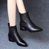 Autumn/Winter Women's Large Soft Leather Fashion Boots - Pointed Short Boot, Thick/Medium Heel, Stylish & Trendy.