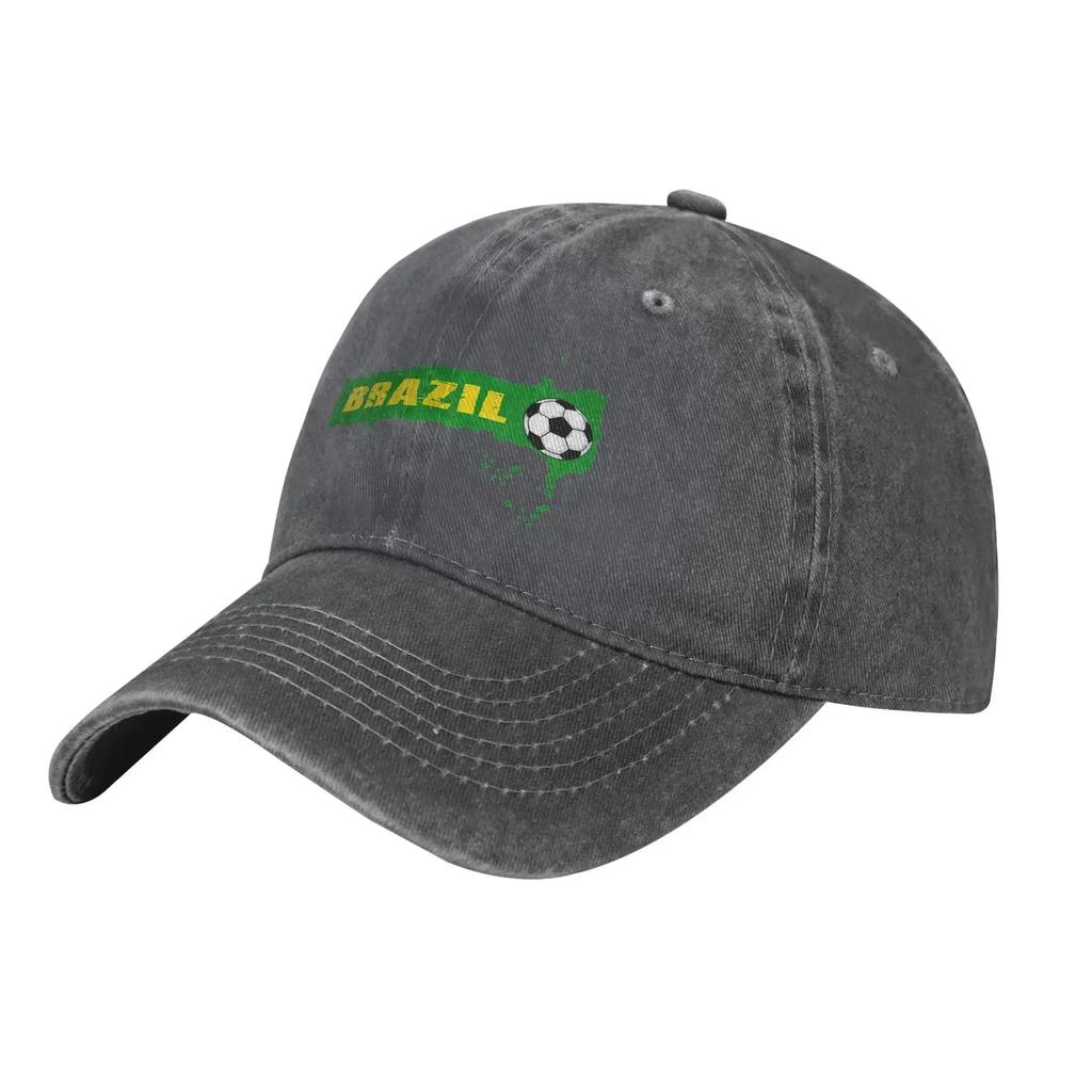 Vintage Brazil Soccer Football Brazilian Flag Baseball Caps Unisex Distressed Denim Headwear Outdoor Activities Gift Caps Hat