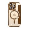 Applicable To IPhone16E Gold Shield Electroplated Magnetic Leather Case Mobile Phone Case Apple 15 Flip Cover 14p Full Cover Anti-fall Protection