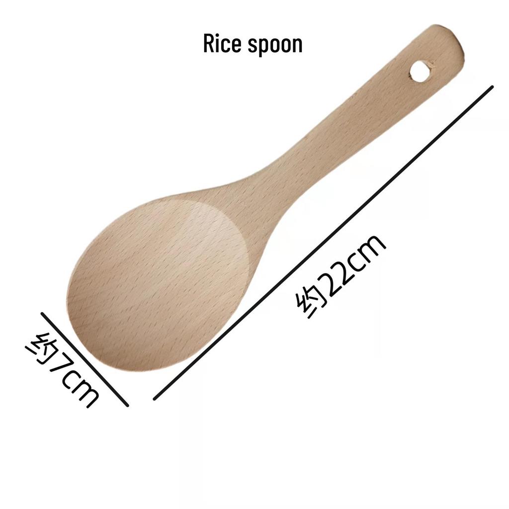 Unpainted Beech Wood Non-stick Spatula and Ladle Set - Modern Simple Wooden Cooking Utensils