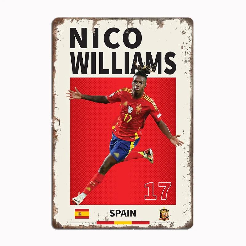 Nico Williams Spain Soccer Poster Metal Plaque Poster Club Home Bar Cave Classic Plaques Tin Sign Room Wall Decor