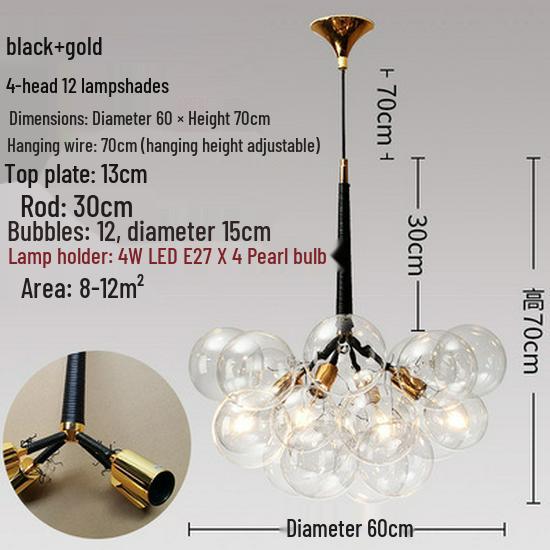 Nordic Romantic Bubble Lamp - Creative Glass Pendant for Children's Room, Living Room, or Restaurant.