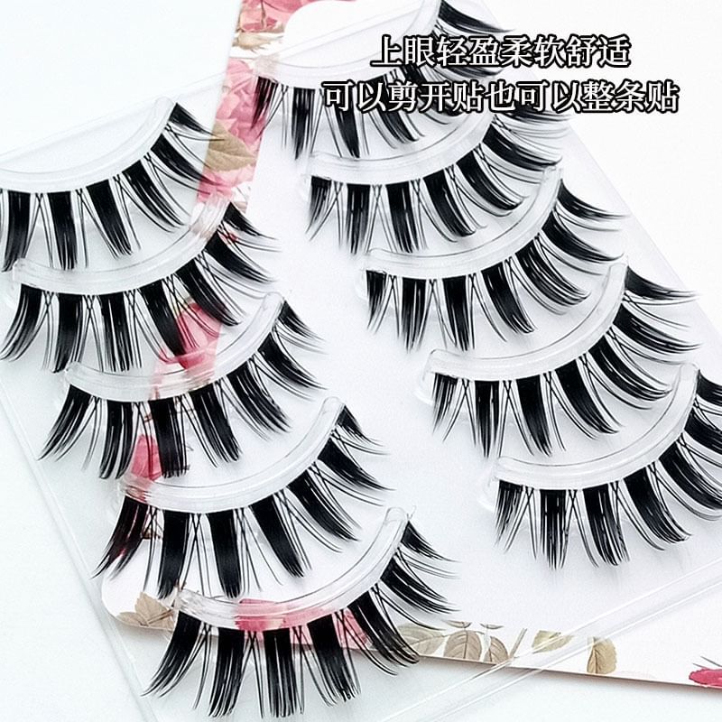 Lashie - Set of 5 Pairs: Spikey Clear Band False Eyelashes