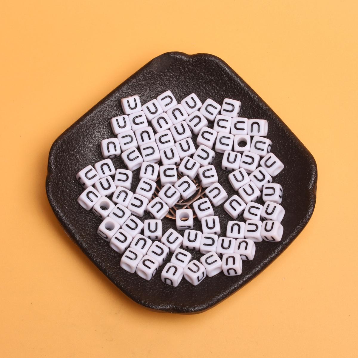 

Мода Handcrafts Бисер Материал Браслеты Белый Черный 26 Букв Бусины 50 ШТ Телефонная Цепочка DIY 5,5 мм Подвески Изготовление Ювелирных Изделий Аксессуары Акрил U