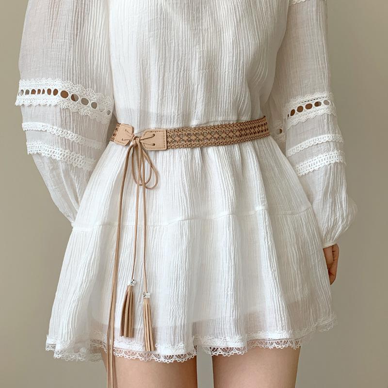 

Ethnic Style Brown Leather Waist Belt for Women s Dress Decoration - Ideal for Desert Tourism & Northwest Travel Outfits хаки