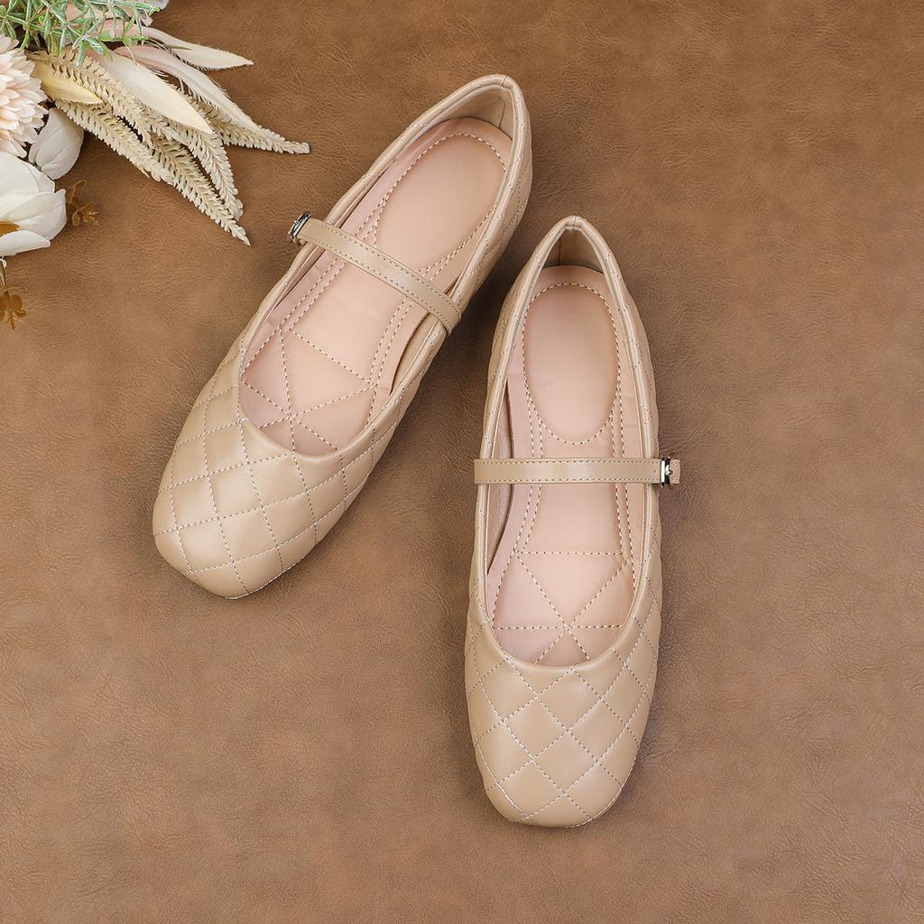 Modische Ballerinas für Damen 2025 Frühling und Herbst Mary Jane Damen Einfarbig Eckige Zehenpartie Französische Damenschuhe Übergröße Damenschuhe 43 44