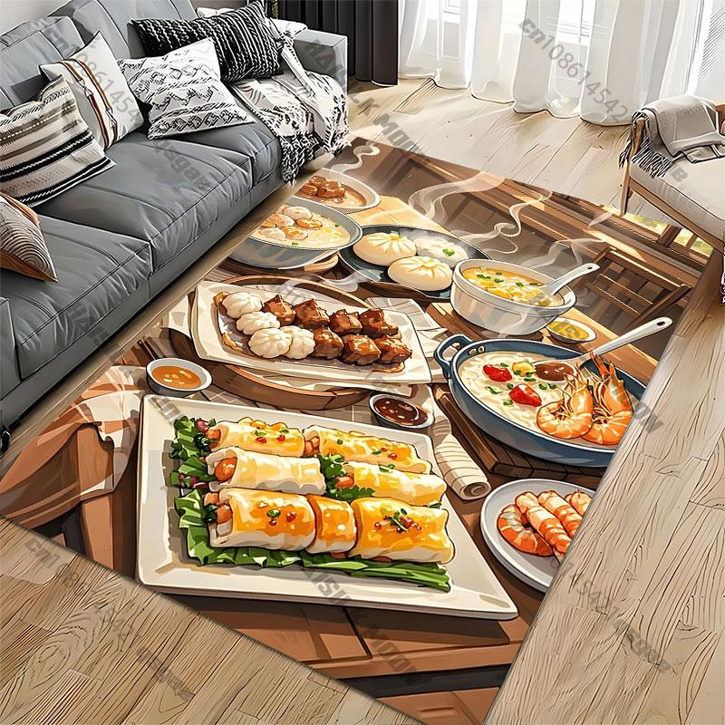 Delicious Variety of Asian Cuisine Carpet Yoga Living Room Room Decor Children's Crawling Mat Doormat Area Rug Games Mat