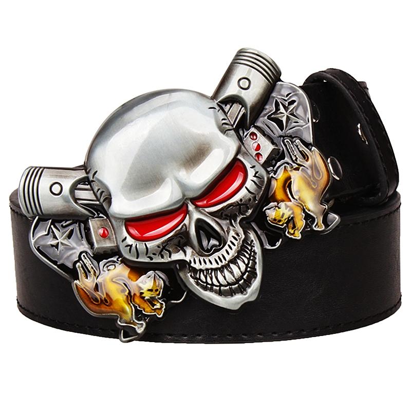 Novelty Leather Belt Skull Clown Evil Eye Skeleton Head Devil Gamble Halloween Dress Up Waistband Rock And Roll