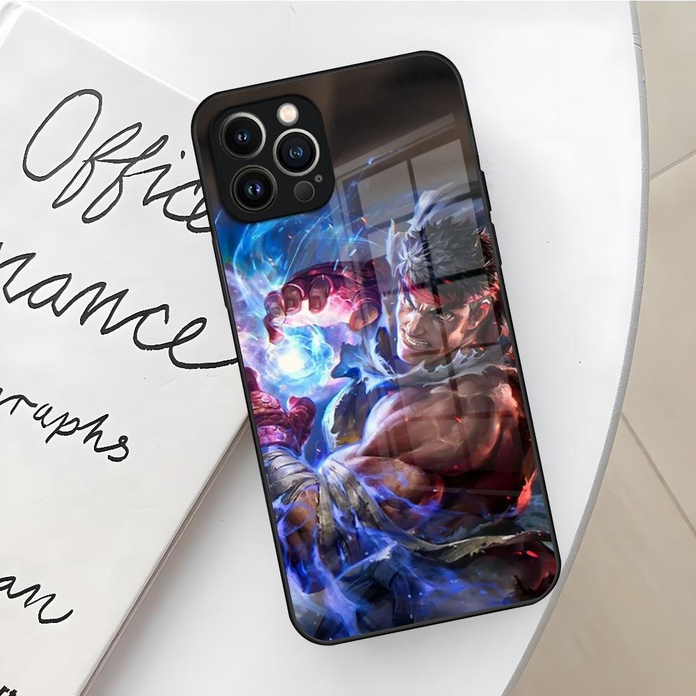 Spiel S-Street F-Fighter Handyhülle für Iphone 16 15 14 12 11 13 Pro Max Mini X Xr Xs Se 8 Puls Glas Abdeckung