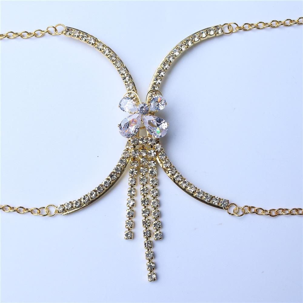 European And American New Accessories Temperament Elegant Butterfly Chest Rest, Sexy Rhinestone Chest Chain Bodychain