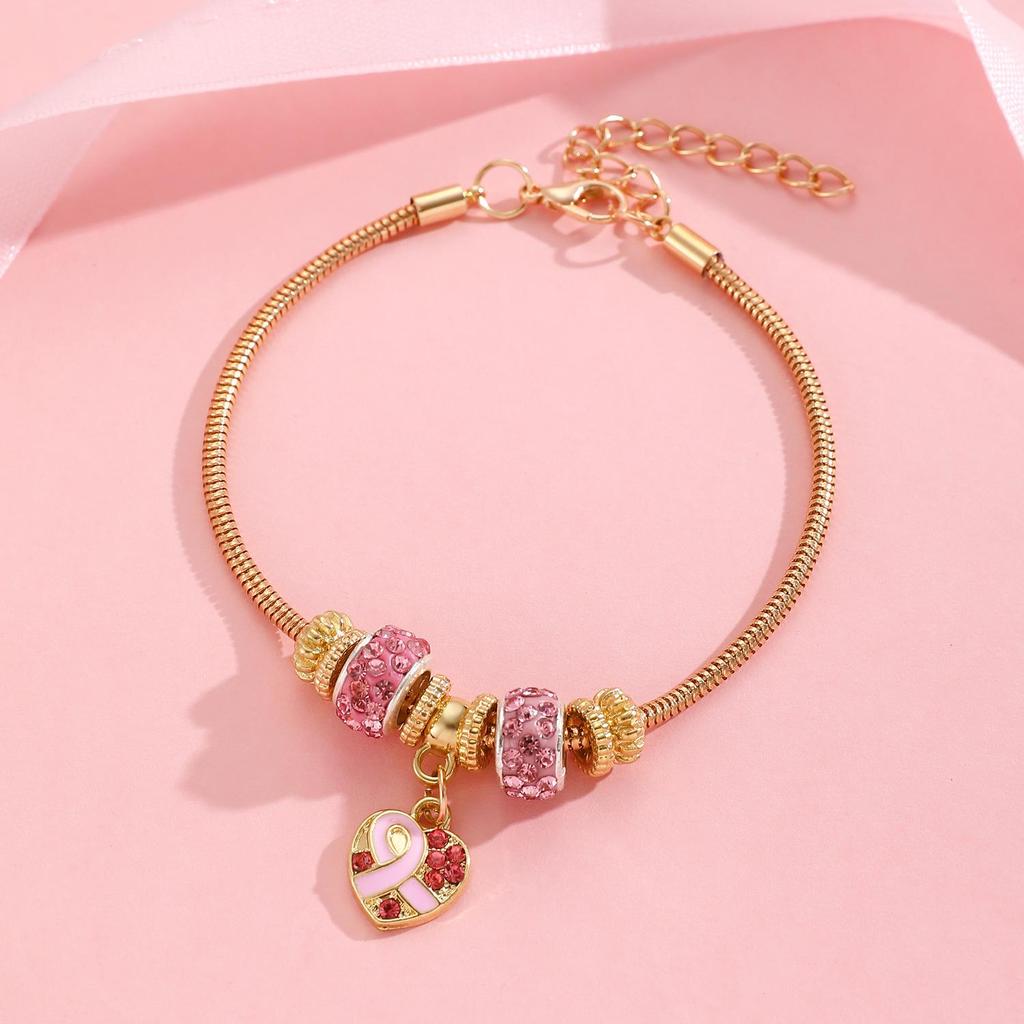 Red Ribbon Breast Cancer & AIDS Awareness Jewelry Set: Necklace, Nurse Bracelet, Badge