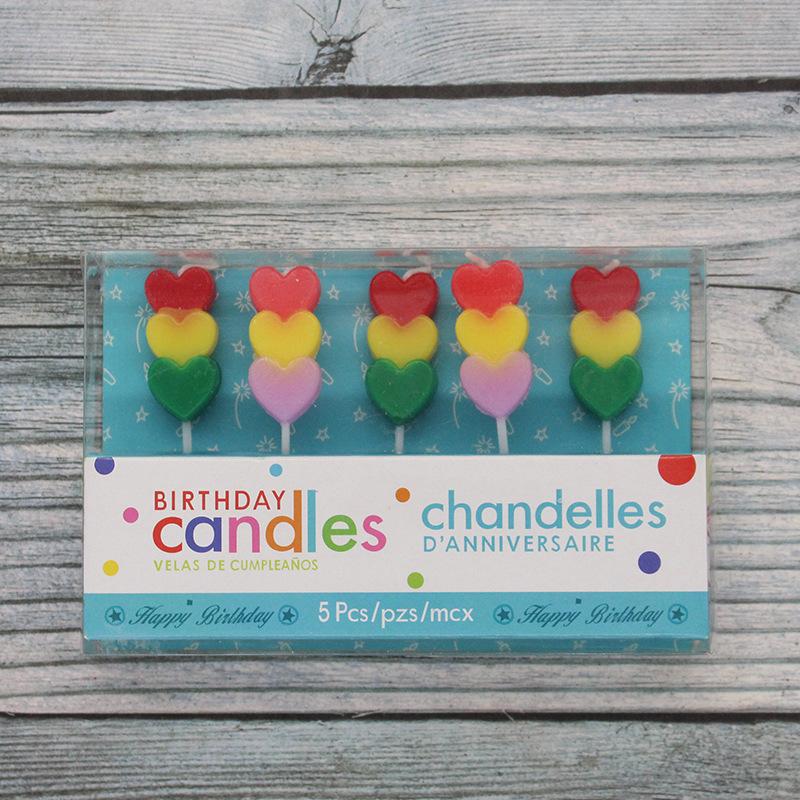 New Product Colorful String Birthday Candle Stacked Retro Love Hearts Creative Party Baking Decorative Candles