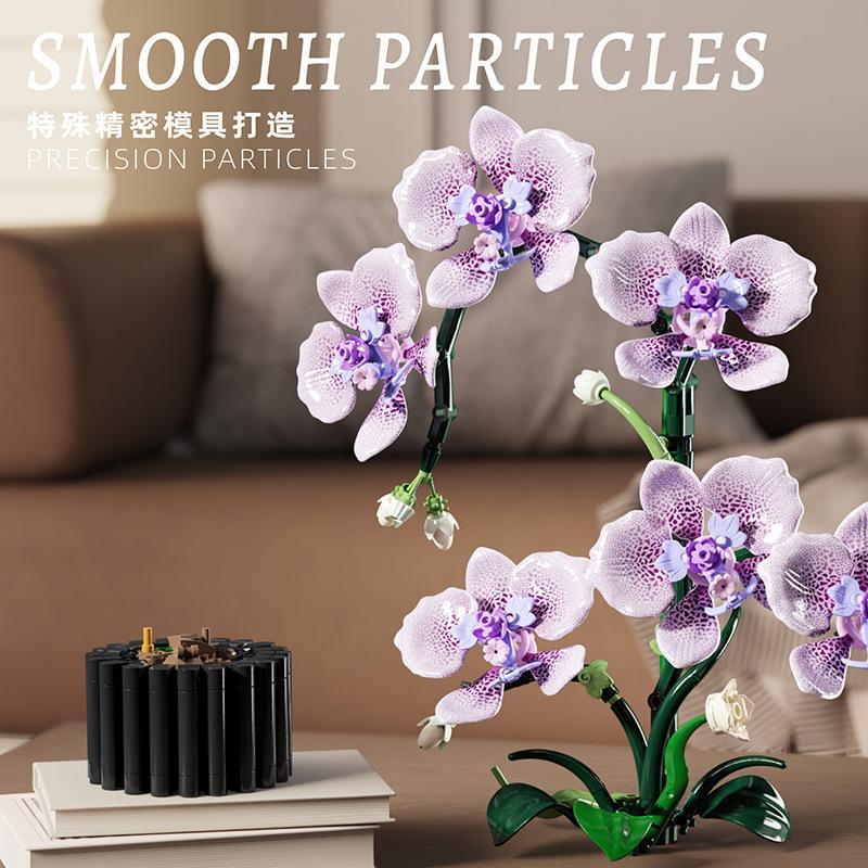 Phalaenopsis Building Blocks Orchid Eternal Flower Plant Cymbidium Model Assembled Brick Ornaments Toys For Home Decoration