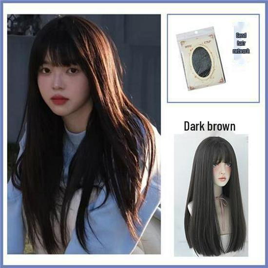 

Koni Парик Женский Длинные Прямые Черные Волосы с Воздушной Челкой для Круглого Лица - Средней Длины, Натуральный Вид Симуляция