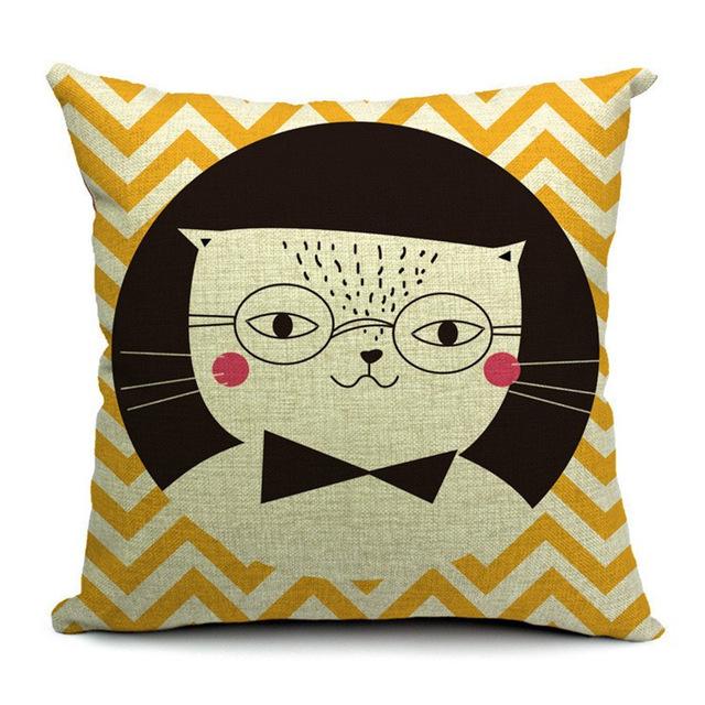 Cute Cartoon Cat Cushion Cover Cat Cotton Linen Pillow Case Sofa Decorative Pillowcase Home Accessories Animal Pillow Cover