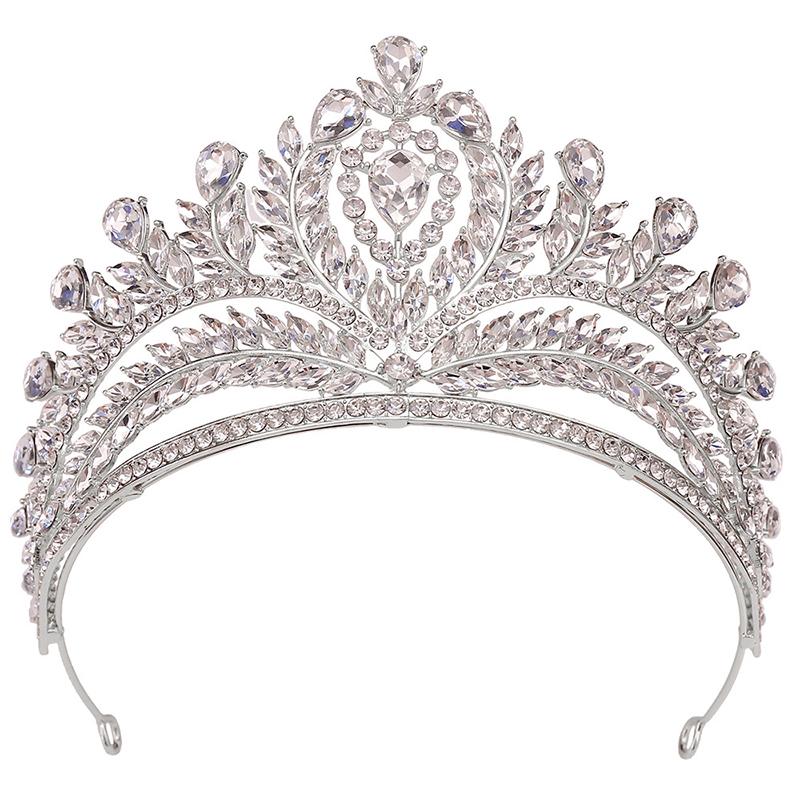 Royal Queen Green Crown Big Diadem Bride Tiara Crowns for Women Bridal Wedding Party Crown Hair Dress Jewelry Accessories